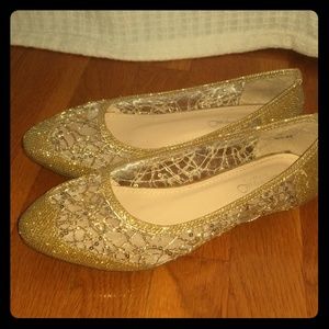 Sparkly Gold Flats Size 8